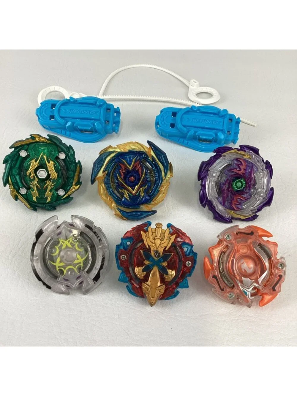 Beyblade Burst Bundle 6 Spinning Top Toys Launchers Ripcords Complete Lot Hasbro